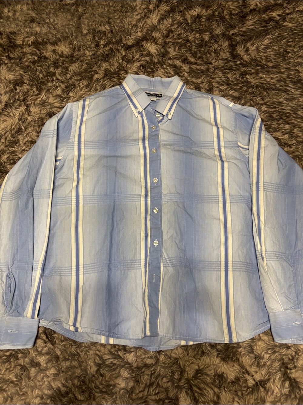 Panhandle Slim Light Blue and White Striped Button-Down Shirt